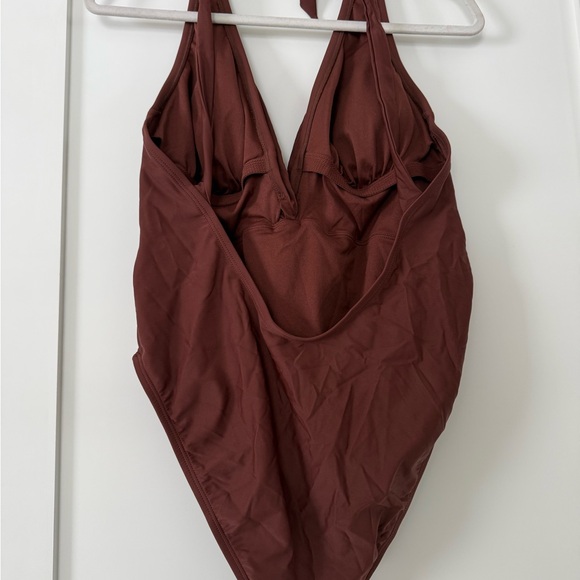 Brown Halter One-Piece Swimsuit - Picture 2 of 6